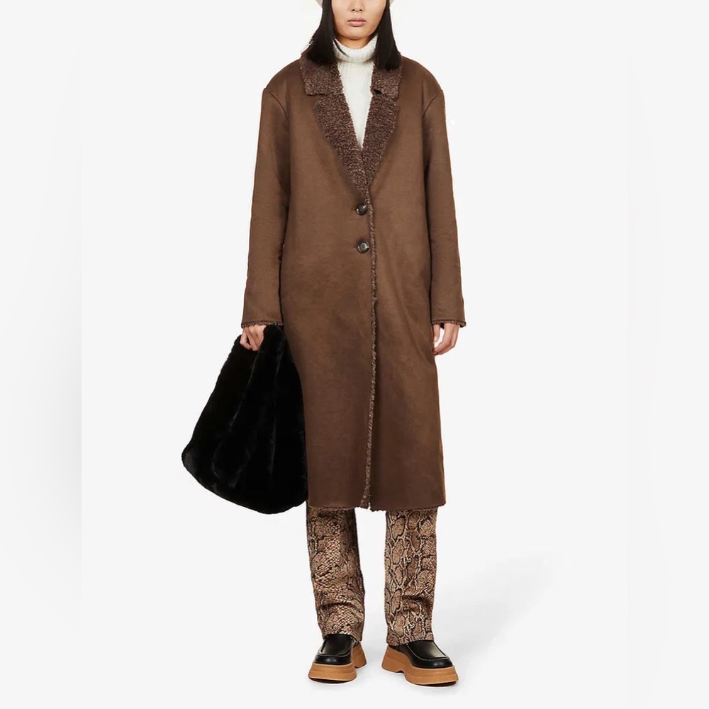Edythe Buttoned Faux-Shearling Coat